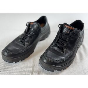 Ecco Shoes Mens Size 9 Black Leather Gore Tex Walking Comfort Outdoor RubberTech